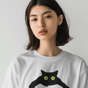 LOVE FOR CAT Oversized Fit White T-shirt