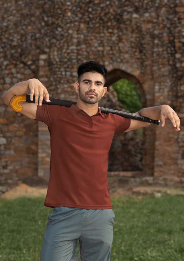 brick red polo tshirt